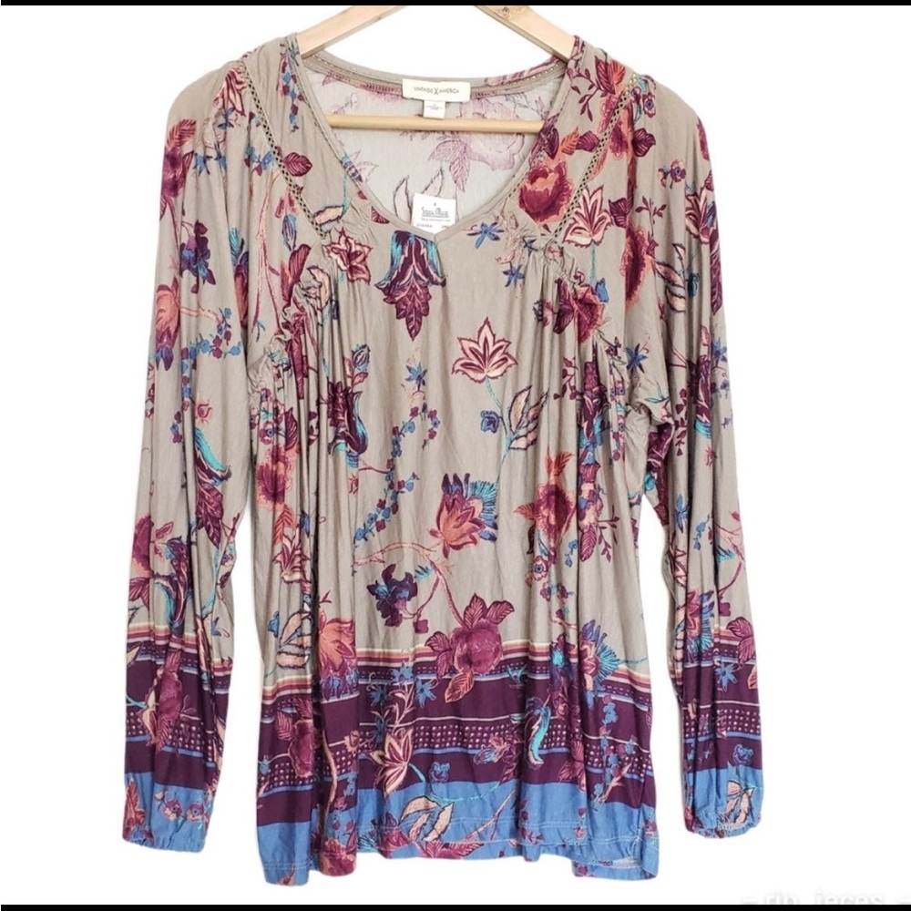 ❤️(2for20)SALE❤️ NWT Vintage America Sz S Long Sleeve Top